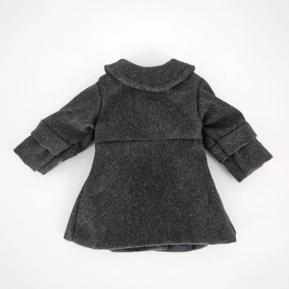 Unbranded Gray Grey Button Down Doll Long Sleeve Winter Coat for 18